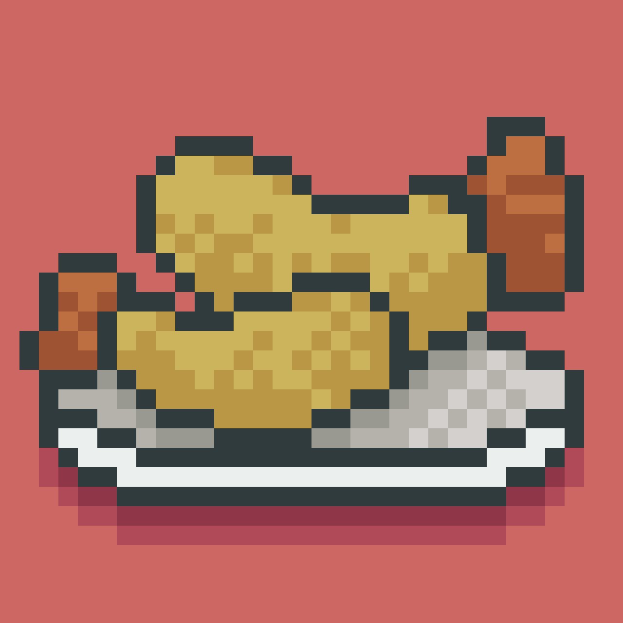 a pixel drawing of a plate of tempura